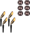 LEONLITE Adjustable Cast Brass Landscape Spotlights Bundle Low Voltage Landscape Light Mounting Plate 4 Pack 12V 7.17 Tall Bronze &amp 6 Pack 1/2 NPT Thread Aluminum Path Light Surface Flush Mo