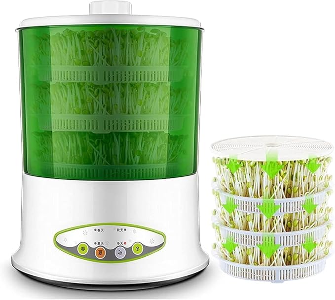 Bean Sprouts Machine Seed Sprouter Intelligent Bean Sprouts Maker Household Seed Grow Cereal Tool Seed Sprouter Kit with 360-Degree Sprinkler for Seed Grow (Size:D)