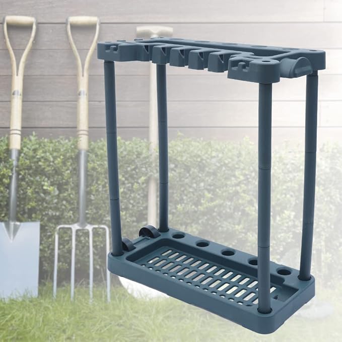Garden Tool Organizer Rolling Garden Tool Storage Rack Tower with 2 Wheels Heavy Duty Garden Tool StandUp to 40 Long-Handled Tools/Rakes/Brooms for Indoor and Outdoor
