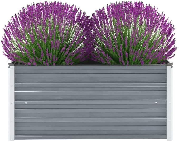 Raised Garden Bed Galvanized Steel 39.4 x 15.7 x 17.7 Gray Outdoor Planter Elevated Garden Beds for Patio Yard and Balcony Use