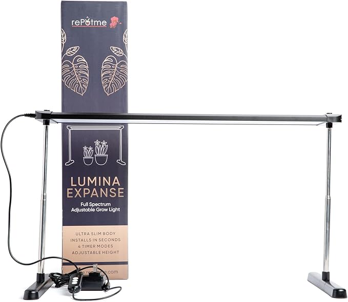 rePotme Lumina Expanse - Grow Light for Indoor Plants - Full Spectrum LED Plant Light No Tools Required (Black)