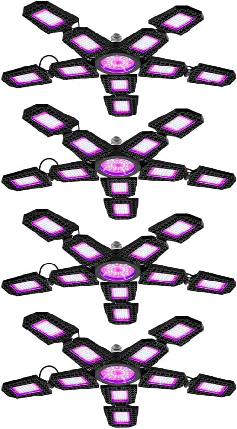 4Pcs 400W LED Plants Light E27 Deformable Grow Lamp Bulbs Seedling Hydroponic Fill Lamp 100-277V Foldable Greenhouse Tent Planting Box UV/IR Vegs Flower Fruit Cactus Potted Moss Cultivate Lighting