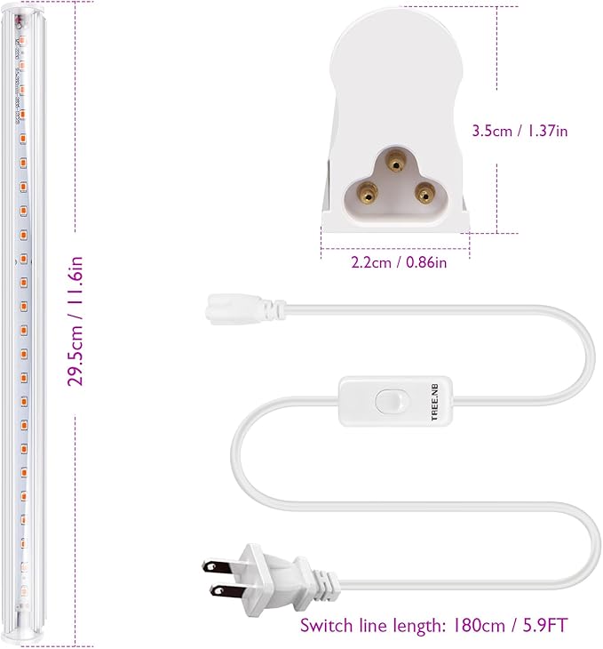TREE.NB Plant Growing Lamps - 80W 80 LED Lamps with Full Spectrum/Red Blue Spectrum 3/9/12H Timer 10 Dimmable Level Adjustable Gooseneck 3 Switch Modes