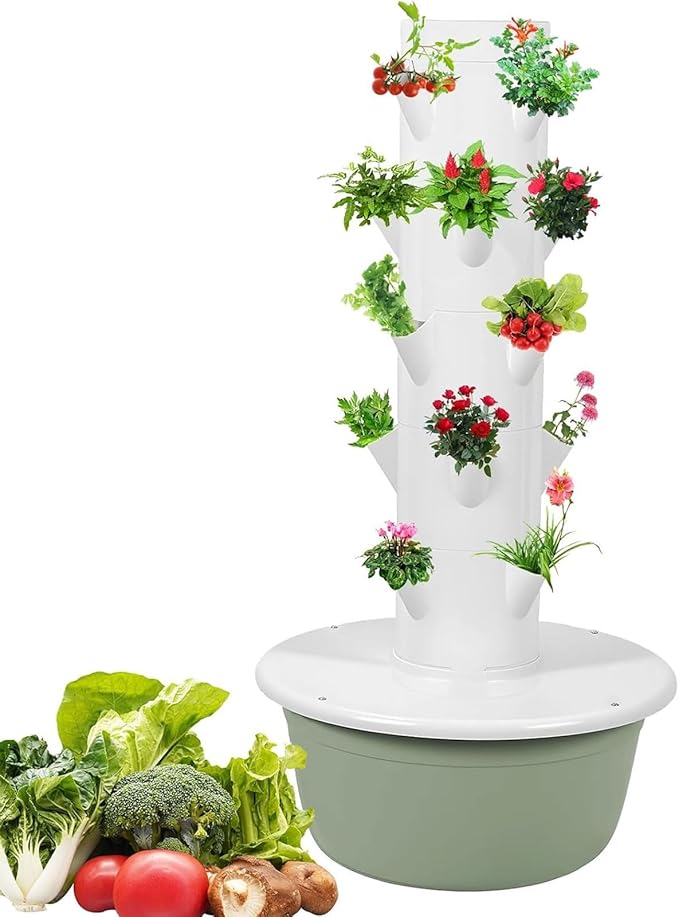 Hydroponic Microgreen Kit Tower Garden Growing System Fruits &amp Vegetables with Hydrating PumpControllerSeedling TrayCotton Planting A(36Pots)