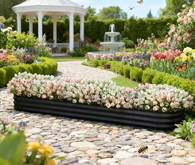 Metal Planter Box with Safety EdgingGalvanized Raised Garden Bed Kit