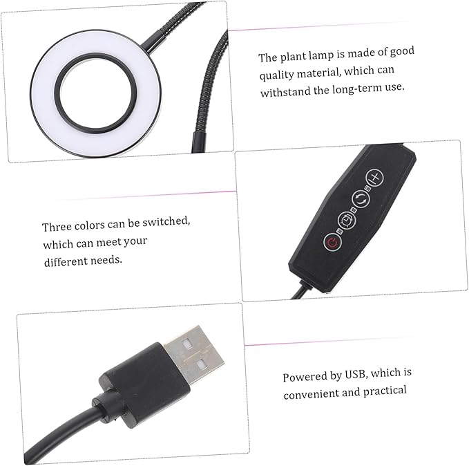 LED Plant Growth Light with Double Heads Indoor Use Lamp for Greenhouse Home USB Powered Clip Design for Succulents Potted Plants