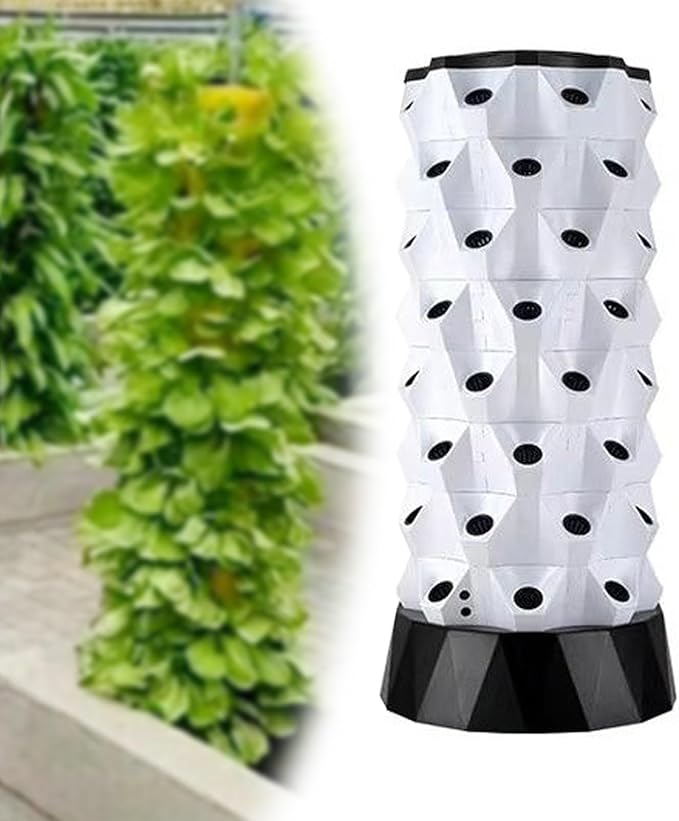 Hydroponic Tower Starter Kit Aeroponic Tower Hydroponics Tower Growing System Kit Vertical Farming Tower with Water Pump for Indoor Outdoor Use(158cm/62in)