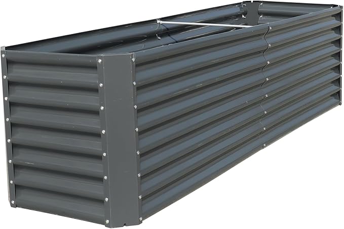 8x2x2FT Metal Raised Garden Beds Galvanized Raised Garden Bed Box Planter for Vegetables Flowers Herb Succulent Gray