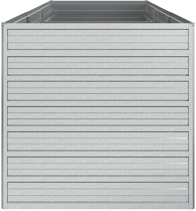 Large Garden Raised Bed Silver Galvanized Steel Planter Box for Outdoor Plants 94.5x31.5x30.3 Inch Rectangular Raised Bed for Gardening Modern Aesthetic