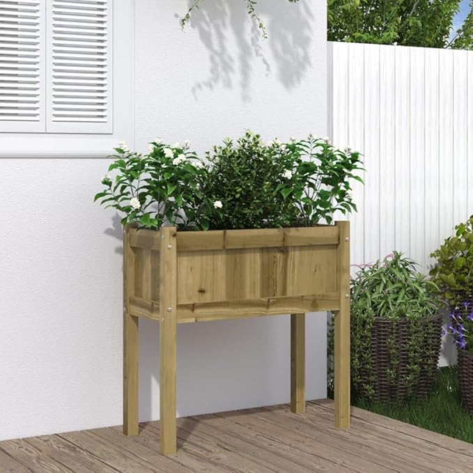 Garden Planter Solid Pine Wood Natural for Balcony Outdoor Raised Bed Landscape Fence Garden Wall