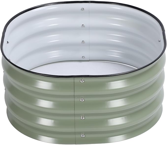 Galvanized Raised Garden Bed Kit Oval Metal Ground Planter Box Outdoor Bottomless Planter Raised Beds for Safe and Effective Growing – Ideal for Home School and Community Gardens (Light Green)