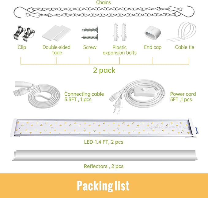 1.4FT Hanging Grow Light for Indoor Plants3-Tier Greenhosue