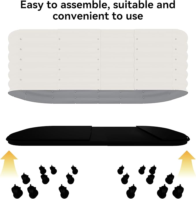 GarveeHome Self-Watering Wheeled Metal Garden Bed – Mobile Raised Planter Box with Water Galvanized Steel Indoor/Outdoor Rolling Grow Station for Herbs Veggies &amp Decor (94.5x23.6x19.7)White