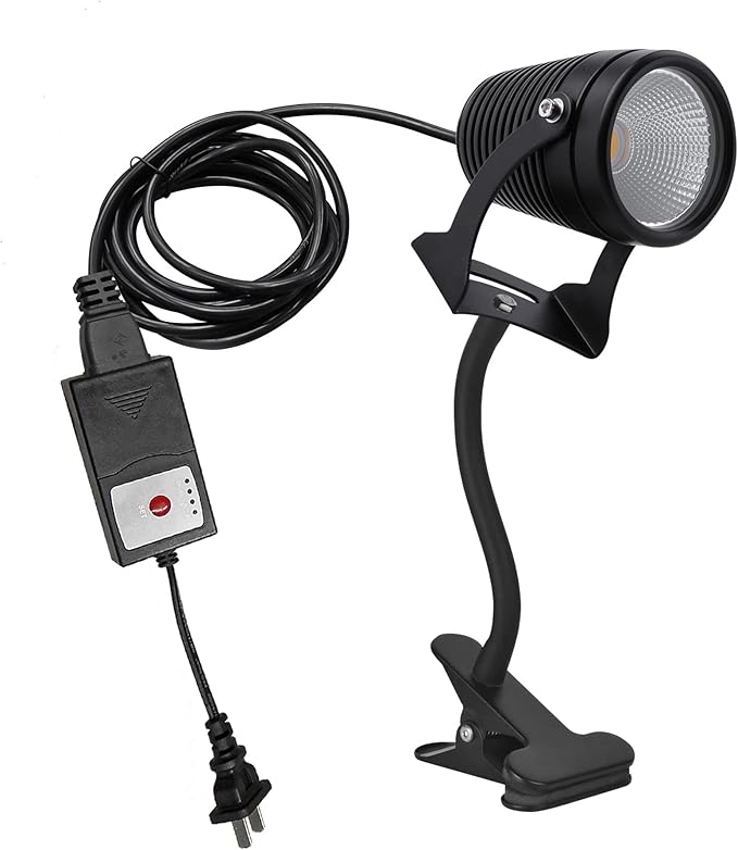kiven IP65 Waterproof LED Landscape Accent Uplight Grey Decorative Spotlight Lamp with Plug-in Cord and Timer for Indoor Outdoor Yard Plants Advertising Board (10W Yellow Light)