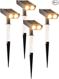Solar Spotlights Outdoor Waterproof- 2 IN 1 Solar Spot Lights Outdoor with 2 Lighting Modes &amp PC Light Guide Column for Garden Yard Pathway | Warm Yellow 3000k Spotlights | IP65 Waterproof | 4 Pac