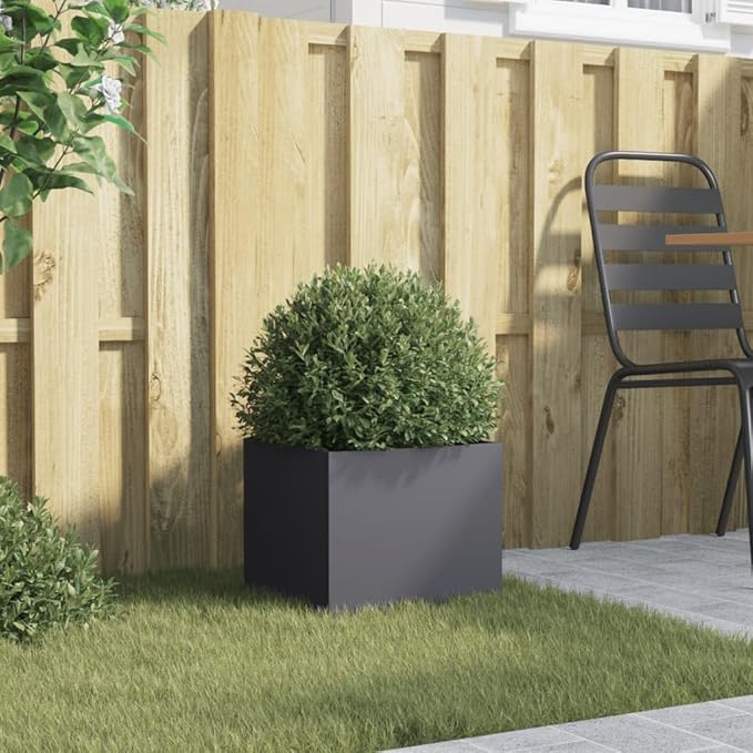 Planter Raised Garden Bed Planter Boxes Outdoor Garden Bed Suitable for Restaurants Backyard Patios Flowers Anthracite 12.6x11.8x11.4 Steel