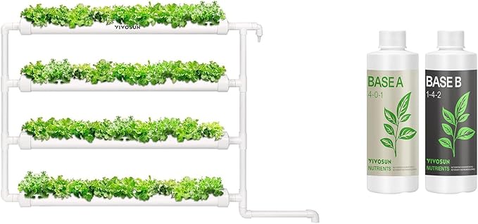 VIVOSUN Wall-Mounted Hydroponic Grow Kit and Plant Food Nutrients Base A(4-0-1) &amp B(1-4-2) Bundle All Purpose Liquid Fertilizer Hydroponic Plant Food Supports Vegetative and Flowering Stages
