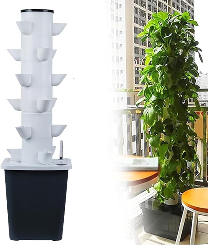 Vertical Tower Planters Hydroponics Tower Garden Hydroponic Growing System Plant Hydroponics Tower Strawberry and Vegetable Planting Equipment30holes