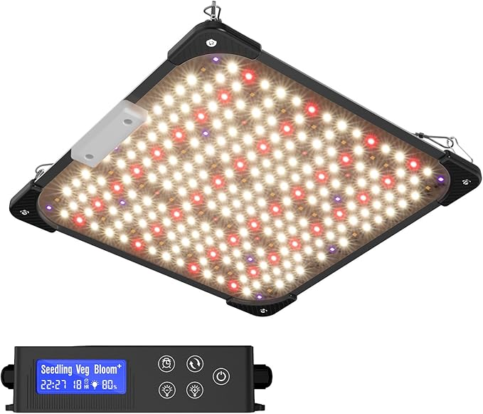 Grow Lights for Indoor Plants Really Full Spectrum LED Grow Light-Built in UV395nm with LM218B+ Diodes (544 Pcs)Hd Digital 4 Modes(Seed Starting Veg Bloom Bloom+) 24H Timing (60W)