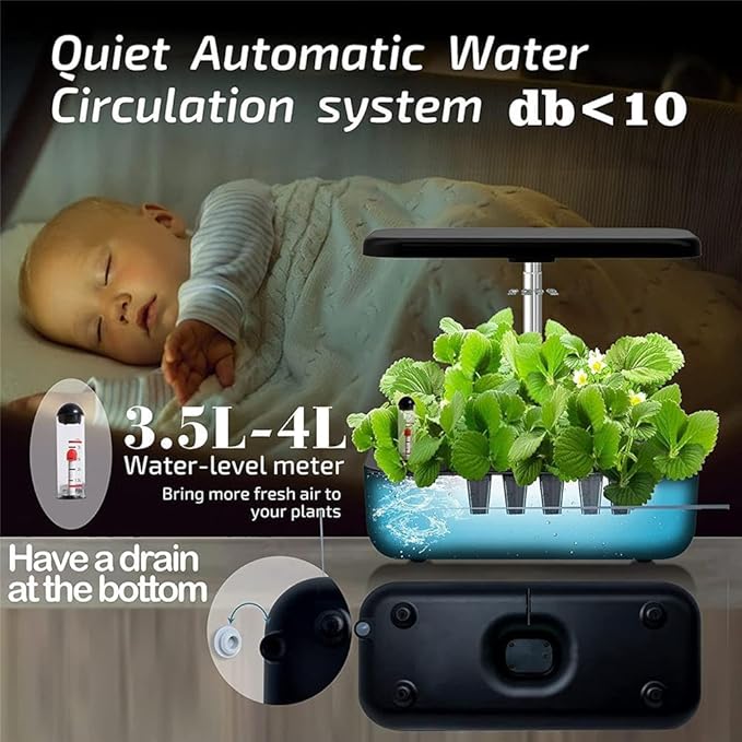 Hydroponic Growing System 12 Pod Smart Planter Herb Planter 50cm Adjustable Light Arm Touch Control Panel Full Spectrum 35W LED Lighting System for Home Kitchen Gardening