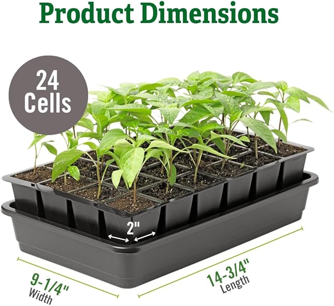 Gardener's Supply Company GrowEase Self Watering Seed Starting Kit | 24- Cell Holds 3 Quarts of Soil | Capillary Mat Cover and Water Reservoir Included 100% Recycled Plastic