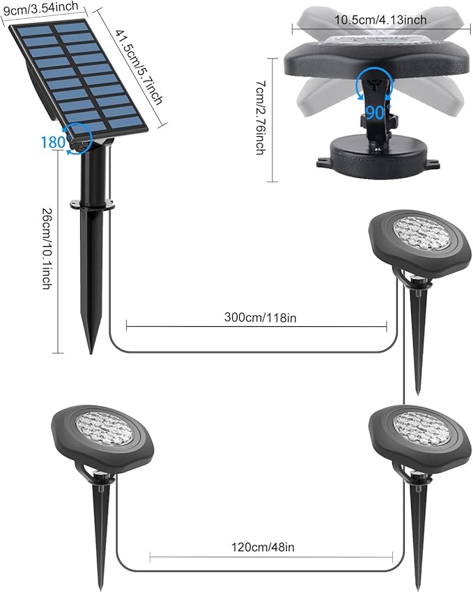 CORESLUX Solar Spot Lights Outdoor Waterproof IP68 3-in-1 LED Cool Light Solar Landscape Lights 2 Light Modes Landscape Path Lights for Outside Garden Yard Pond Pathway