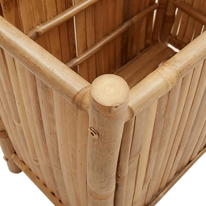 Bamboo Planter for Outdoor Gardening - Large Plant Box Flower Herb &amp Vegetable Growing in Tall Raised Beds 19.7x11.8x19.7