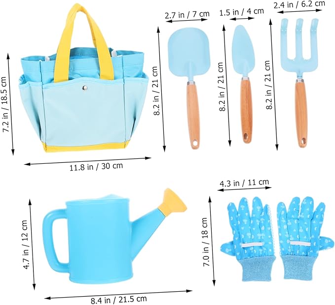 1set Boy Girl Gardening Tools Set Shovels Rake and Watering Pot for and Planting Fun Lightweight and Portable Gardening Kit for Boy Girl