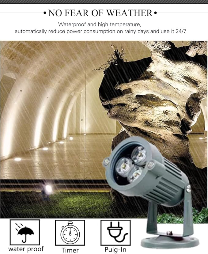 Kiven LED Outdoor Landscape with Automatic Timer 3W Spotlight Fixture Waterproof 110V with Plug Cast-Aluminum IP65 Warm White Ground Lights Garden Decoration Wall Light for Patio Pathway Lawn Yard