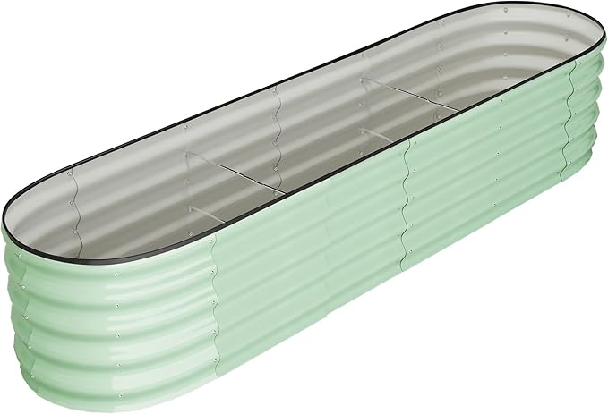 8x2x1.5ft Galvanized Raised Garden BedPlanter Raised Garden Box OutdoorRaised Planter BoxLarge Planter Raised Bed for Vegetables Flowers FruitsRubber Edge Green