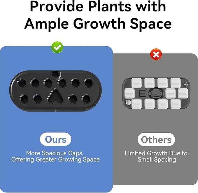 Black Hydroponics Growing System Kit: 10 Pods Indoor Garden with 24W LED Grow Light 3.6L Water Tank Adjustable Height and Smart Controls