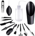 13 Pcs Mini Garden Tool Set Transplanting Tools Succulent Care Kit for Miniature Gardening Plant(Black)