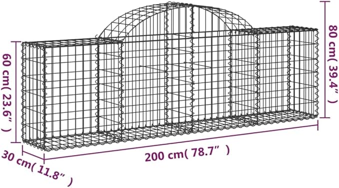 Gabion Basket Set of 3 Silver Galvanized Iron Large Rectangular Metal Planters for Outdoor Plants 78.7x78.7x11.8 Inch Raised Garden Beds