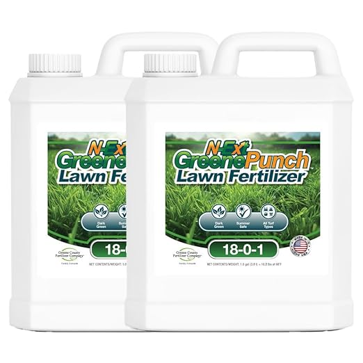 18?0?1 GreenePunch Liquid Lawn Fertilizer – 2 Gallon Pack (Covers up to 16000?sq?ft) with Sea Kelp &amp Humic Acid – Quick Green?Up &amp Sustained Color for 4–6 Weeks