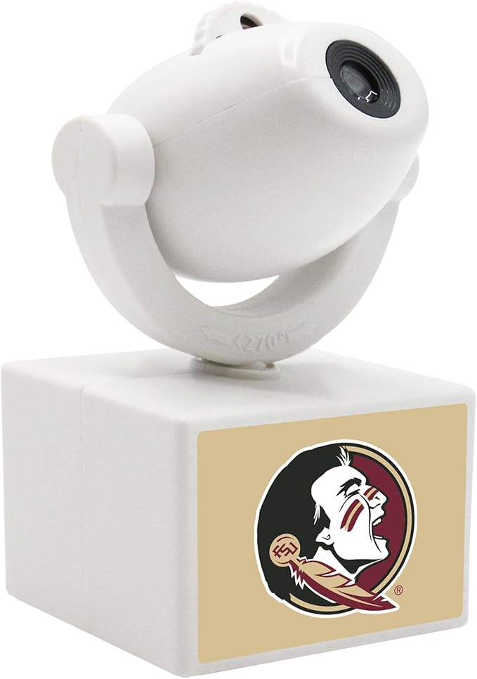 Sporticulture NCAA American Football Florida State - Adjustable Led Mini Spotlight Projector with 6 Team Logo Designs - Portable &amp Rechargeable Spotlight - Battery-Operated - 4.375” x 3.125”