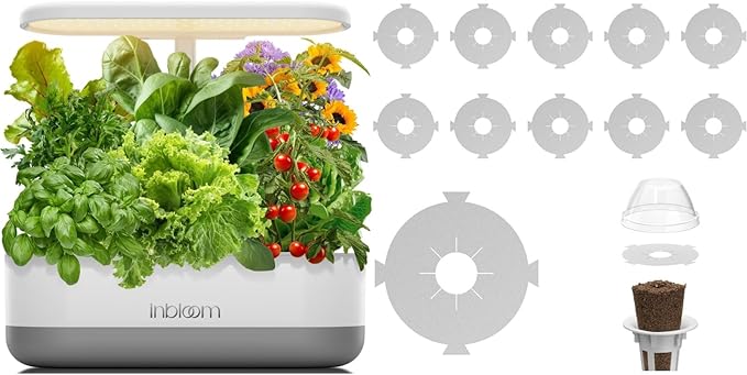 inbloom 12 Pods White Hydroponics Growing System and 100 Pcs Growing Labels