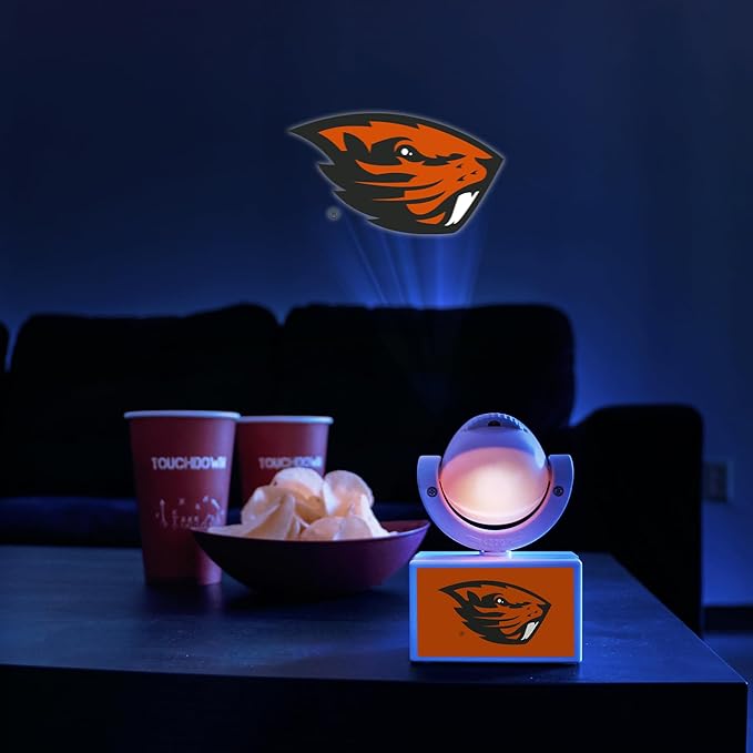 Sporticulture NCAA American Football Oregon State Beavers - Adjustable Led Mini Spotlight Projector with 6 Team Logo Designs - Portable &amp Rechargeable Spotlight - Battery-Operated - 4.375” x 3.125