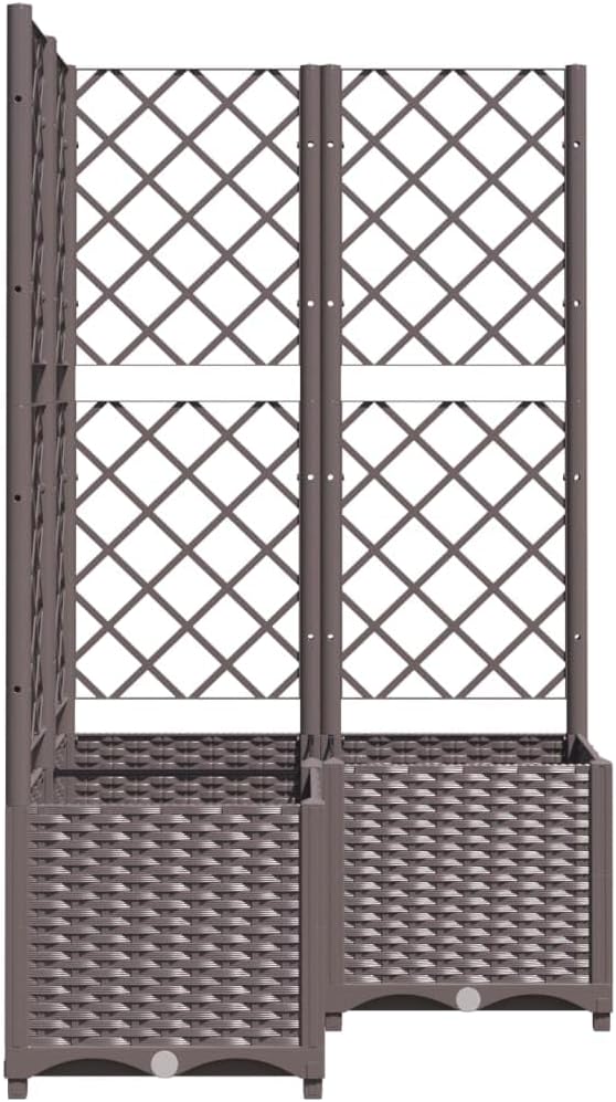 Brown Large Outdoor Planter with Trellis 31.5 x 31.5 x 53.5 in UV-Resistant Polypropylene Raised Garden Bed Box for Patio Balcony &amp Terrace