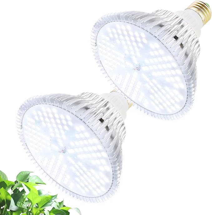 MILYN LED Grow Light Bulb for Indoor Plants Full Spectrum Pure White Grow Lamp 2 Pack 100W E26 LED Plant Bulb for Seedlings Flowers Greenhouse Vegetable Succulent Houseplants Hydroponic