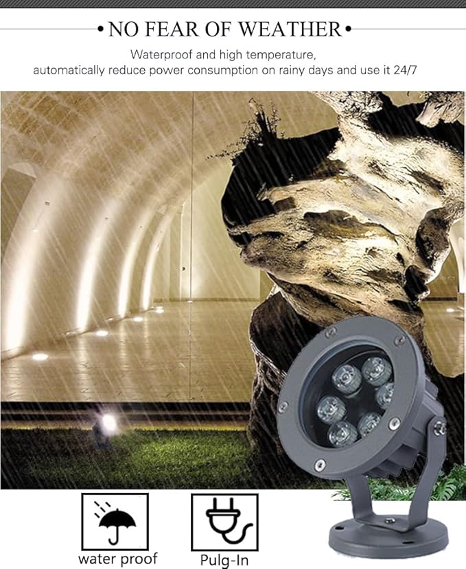 Kiven Outdoor Landscape Yard Floodlight LED Lighting 6W Waterproof IP65 Graden Lights COB Led Spotlights for Signboard Lighting Wall Light、Lawn Decorative Lamp Plug-In Ground Lights （6000K）