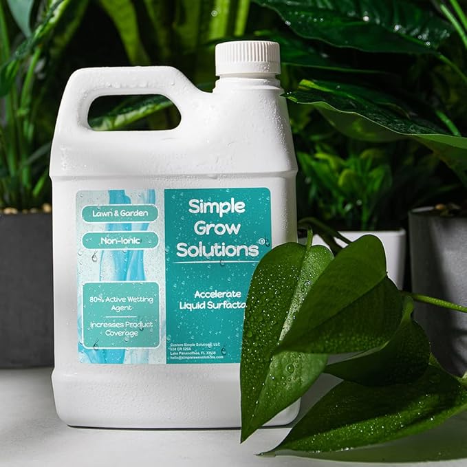 Liquid Surfactant Non-Ionic - Accelerate Performance &amp Effectiveness of Foliar Fertilizer and Other Lawn &amp Garden Solutions - Better Wetting Sticking &amp Absorption - 32 Ounce - Simple Gro