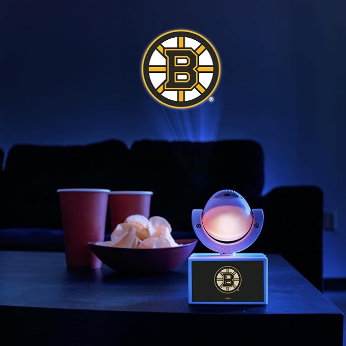 Sporticulture NHL American Hockey Boston Bruins LED Mini Spotlight Projector – 6 Team Logos Portable &amp USB Rechargeable – for Game Day Parties Dorm Rooms &amp More (No Button Batteries Required