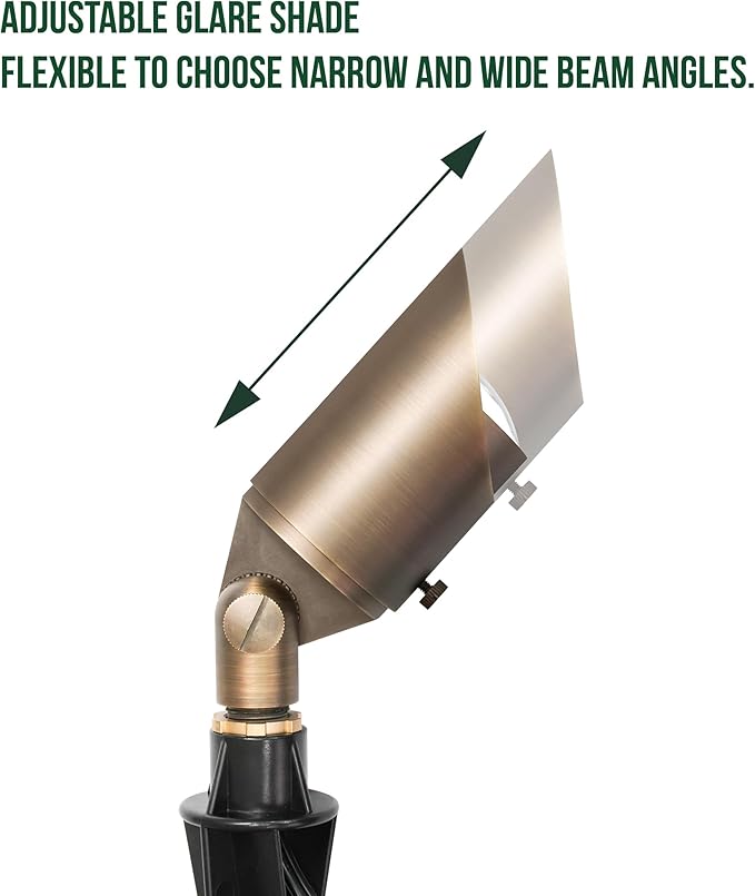 GKOLED 12V Brass Landscape Spotlight LED Low Voltage Landscape Lighting Outdoor Adjustable Lights for Yard Wall Lawn Tree Patio Garden Waterproof Directional Up Light No MR16 Bulb 12 Pack