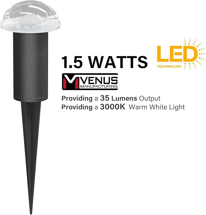 VENUS MANUFACTURING 14PK LED Outdoor Low Voltage Landscape Light Kits with 2 Pack Black 5.4 Watt Pond Lights &amp 6 Pack 1.5 Watt Spotlights and 6 Pack 20W Pathway Lights for Garden Lights