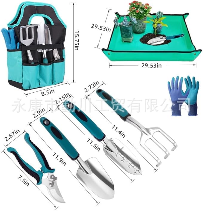 Practical Garden Tool Set 7 Pieces Shovel rake and Shears Multi-Purpose Garden Tools for Pruning Heavy Duty Aluminum Gardening Tool Set