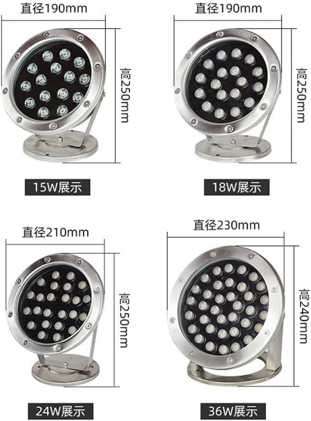 4pcs/lot 24V Stainless Steel Underwater Lights Underwater Lights Led Pool Lights Landscape Pool Spotlights Square Fountain Lights (Color : Rose Red Size : 12W)
