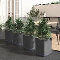 4-Pack Raised Planter Box Set 11.8 in Matte Black Stackable Square Polypropylene Outdoor Indoor Decor Flower and Vegetable Garden Bed for Patio Balcony Terrace
