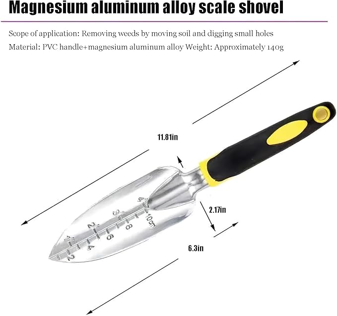 Garden Tool Set with Storage Bag 6-Piece Aluminum Alloy Hand Tools Ergonomic Handles Includes Trowel Pruner Cultivator Fork