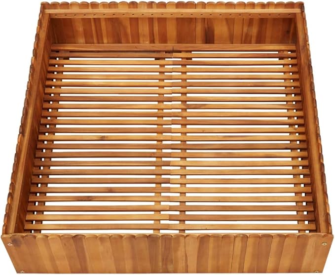 Garden Planter Raised Bed Patio Flower Plant Vegetable Bed with Slatted Bottom Wooden Lawn Backyard Outdoor Patio DIY DecorAcacia Wood 39.3x39.3x9.8