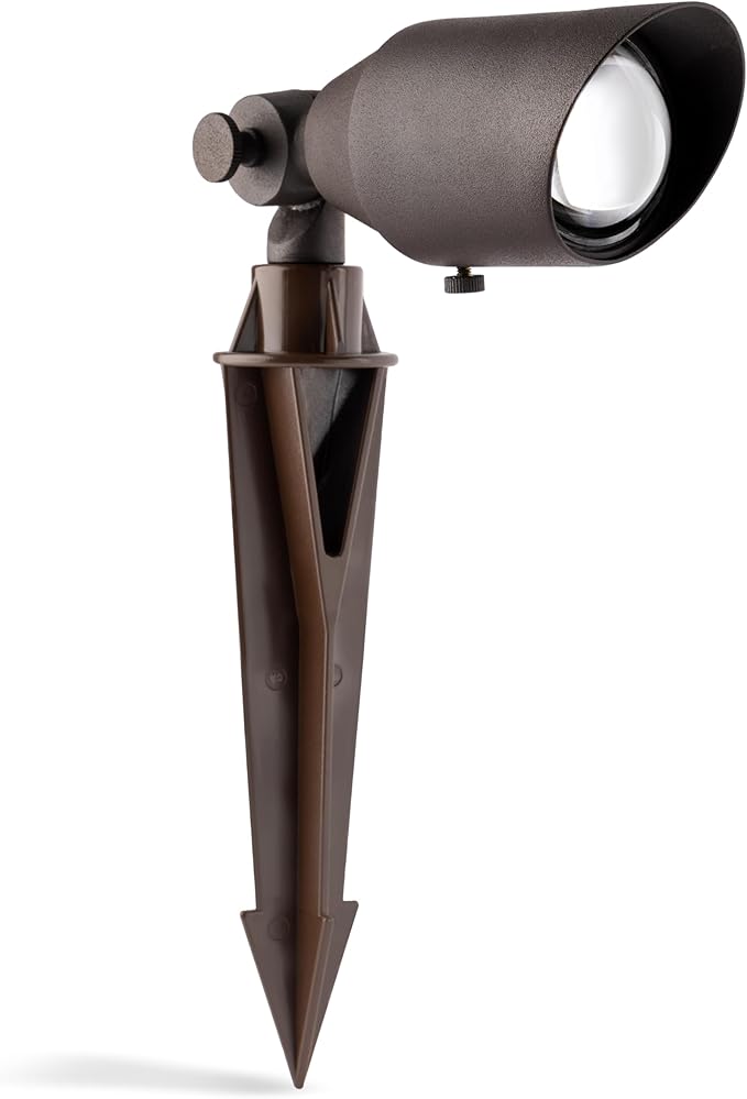 Westgate LFLD-5W-30K-BZB 12V LED Solid Brass Spotlight Bronzed Brass Outdoor Lights Landscape Lighting for Exterior Facade Flagpole Walkway Pathway 5W 400lm LED Light 3000K CREE COB IP67